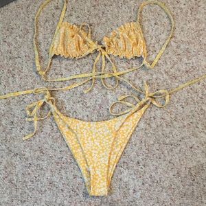Shein Yellow Flower Bikini Size Small
